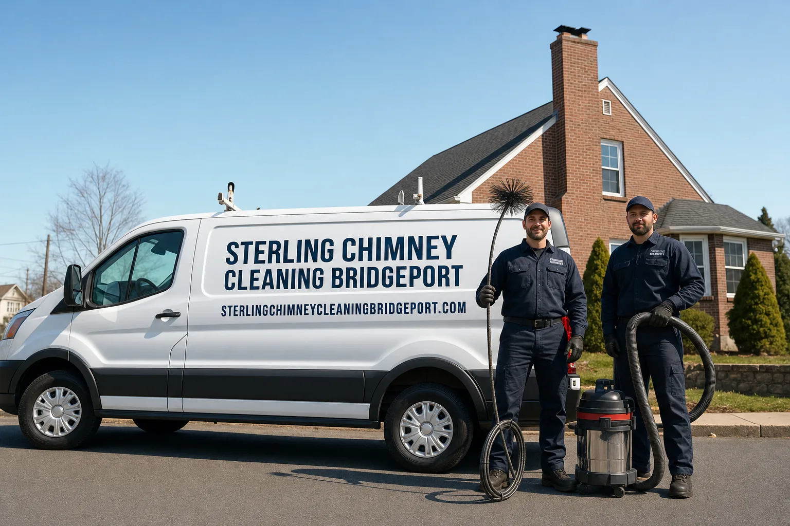 Sterling Chimney Cleaning Bridgeport service vehicle and crew in Bridgeport, CT